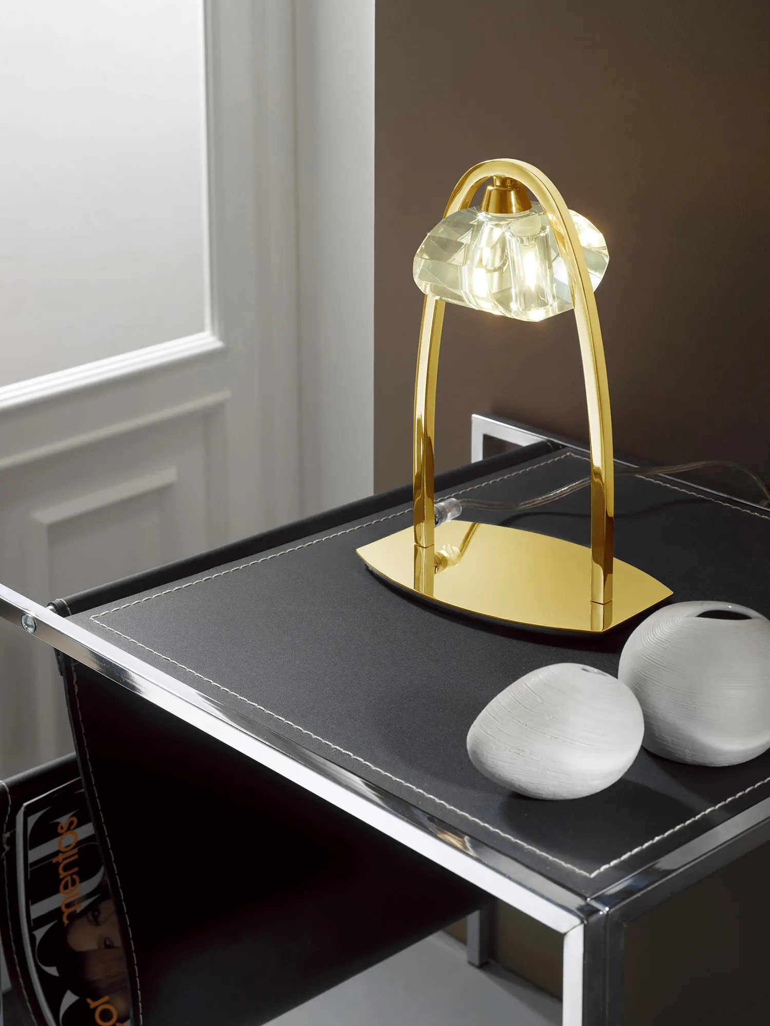 Alfa French Gold Crystal Table Lamps Mantra Armed Table Lamps